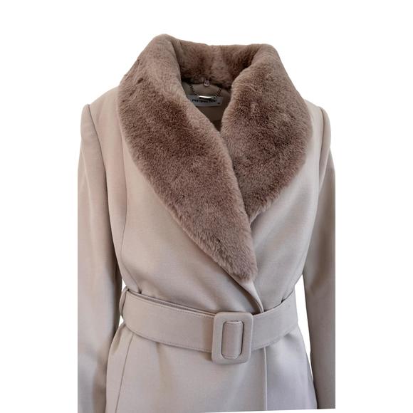 Cult Moda - Faux Fur Collar Wrap Trench Coat - XS - Picture 8 of 8